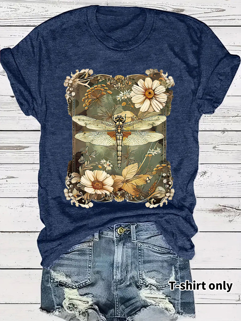 Dragonfly printed short sleeved t-shirt for women