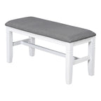 6-Piece Wood Dining Table Set Kitchen Table Set with Upholstered Bench and 4 Dining Chairs, Farmhouse Style Gray+White