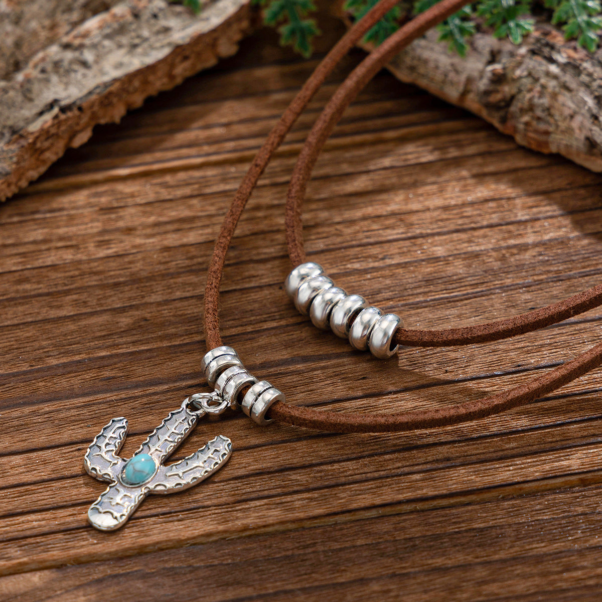 Turquoise Necklace Set Cactus, Star, Cowboy hat, pearl,  Alloy Pendant Neck Chain Collar