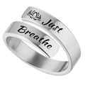 Women's Open mouth jewelry. Just Breathe letter ring engraved titanium steel jewelry Adjustable