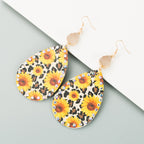New Personality Leather Sun Flower Earrings Bohemian Style