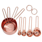 Rose Gold Stainless Steel Measuring Cups And Spoons Set Of 8 Engraved Measurements,Pouring Spouts & Mirror Polished for Baking