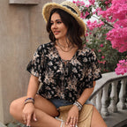 Women's Casual Loose Printed Short Sleeve Top