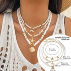 Ocean Wind Shell Turquoise Multi layer Necklace Beach Sea Star Bead Necklace Accessories Female