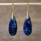 New Bohemian Emperor Stone Water Drop Pendant Earrings Natural Stone Jewelry