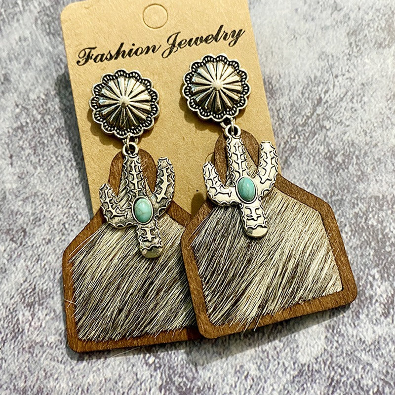 Western Bohemian Genuine Leather Cowhide Earrings