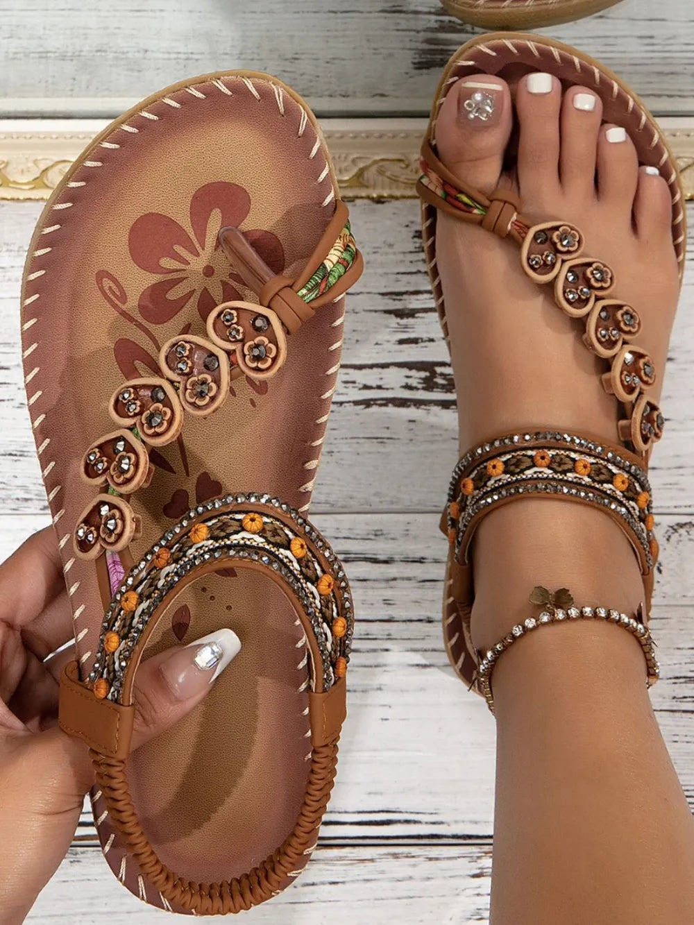 Women's Western ethnic style summer beach flat sandals