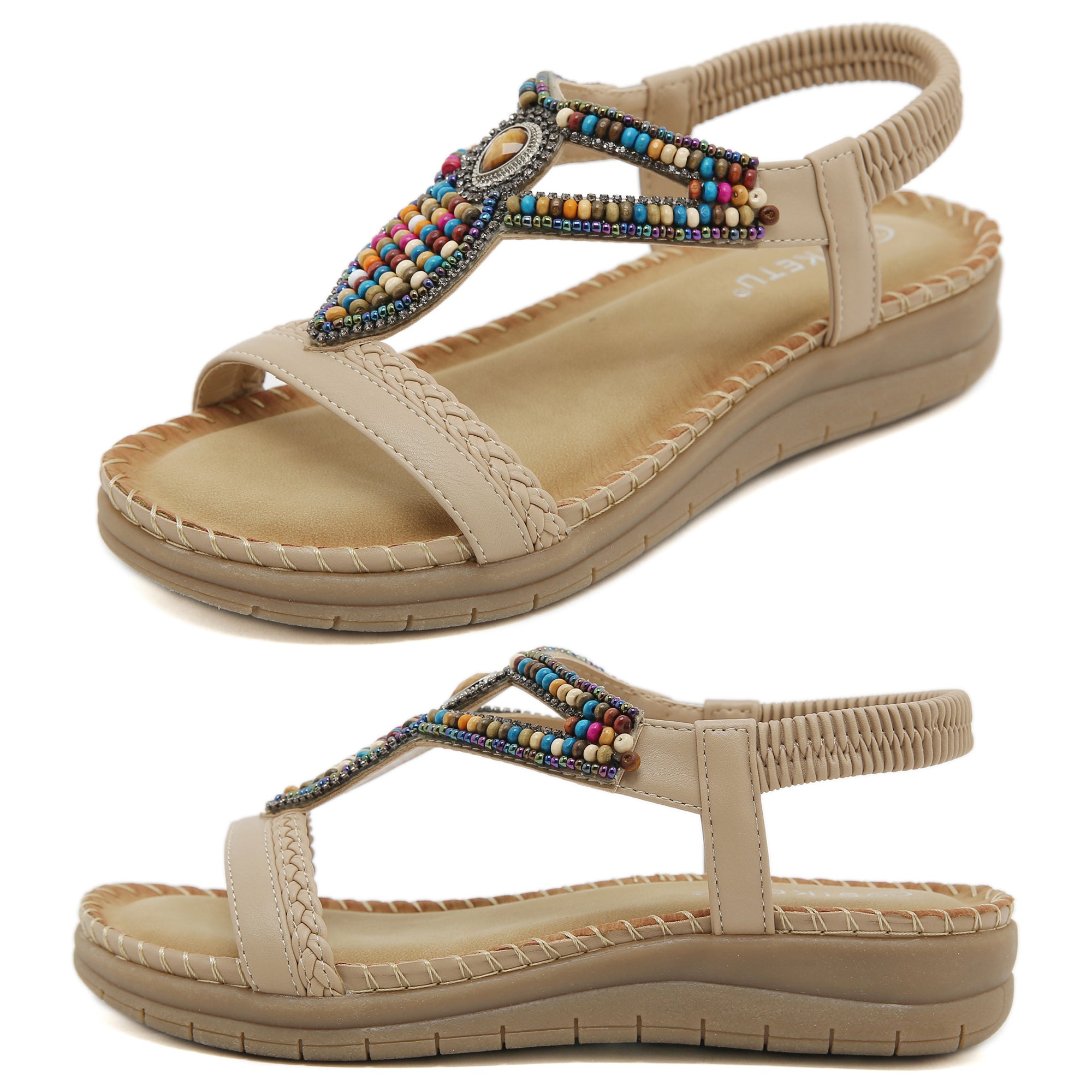Sandals Bohemian rhinestone comfortable round head plus size
