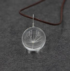 Handmade Boho Transparent Resin Dried Flower Necklace Round Glass Gypsophila Charms Pendant For Women Girls Fashion Jewelry Gift