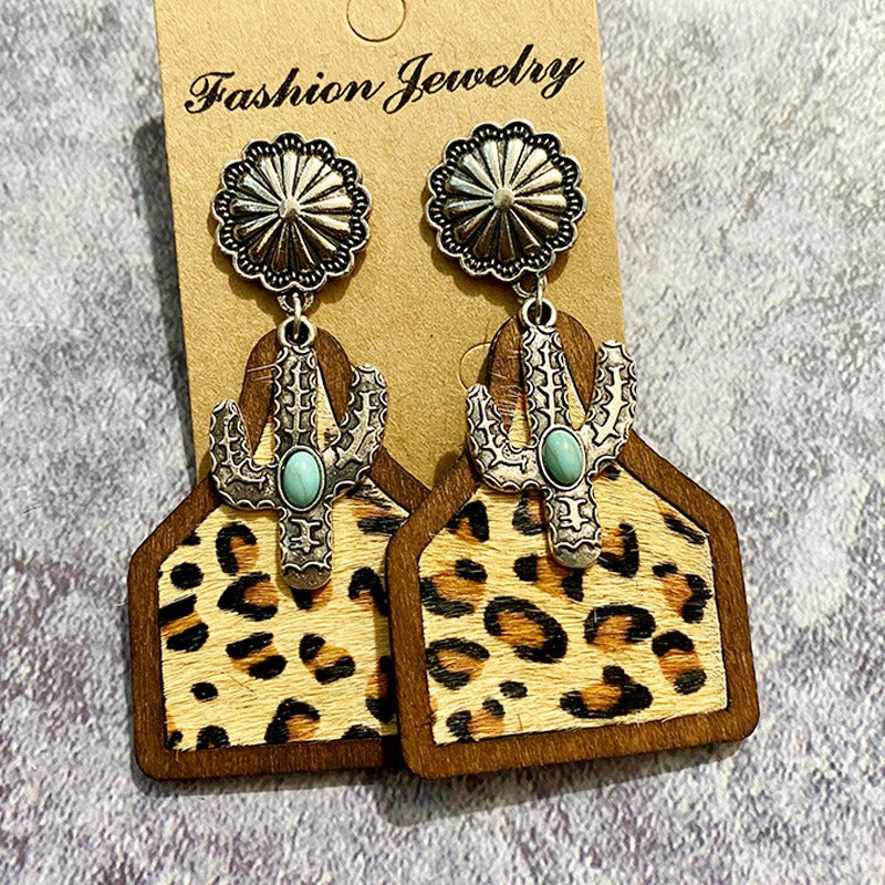 Western Bohemian Genuine Leather Cowhide Earrings