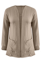 Full Size Textured Open Front Long Sleeve Cardigan