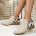 Women's Pointed Thick Heels Back Zipper Boots