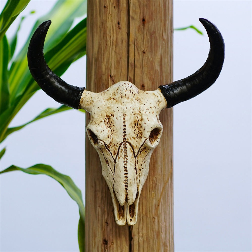 Medium size cow horn wall mounted three-dimensional bone plaque