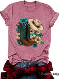 Western Short sleeved women's t-shirt with boots & hats