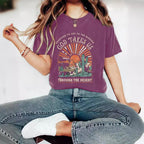 Western Jesus pattern printed round neck short sleeved T-shirt