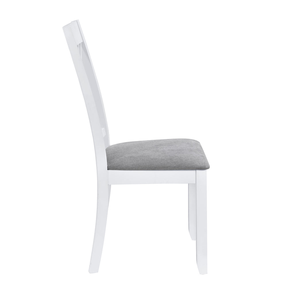 Rustic Minimalist Wood 5-Piece Dining Table Set with 4 X-Back Chairs for Small Places  White