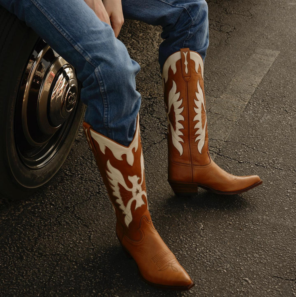 New European and American High Barrel Knight Boots Pointed Adhesive Shoes Brown Martin Boots