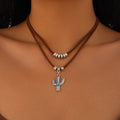 Turquoise Necklace Set Cactus, Star, Cowboy hat, pearl,  Alloy Pendant Neck Chain Collar