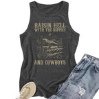 Western denim printed tank top