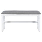 6-Piece Wood Dining Table Set Kitchen Table Set with Upholstered Bench and 4 Dining Chairs, Farmhouse Style Gray+White