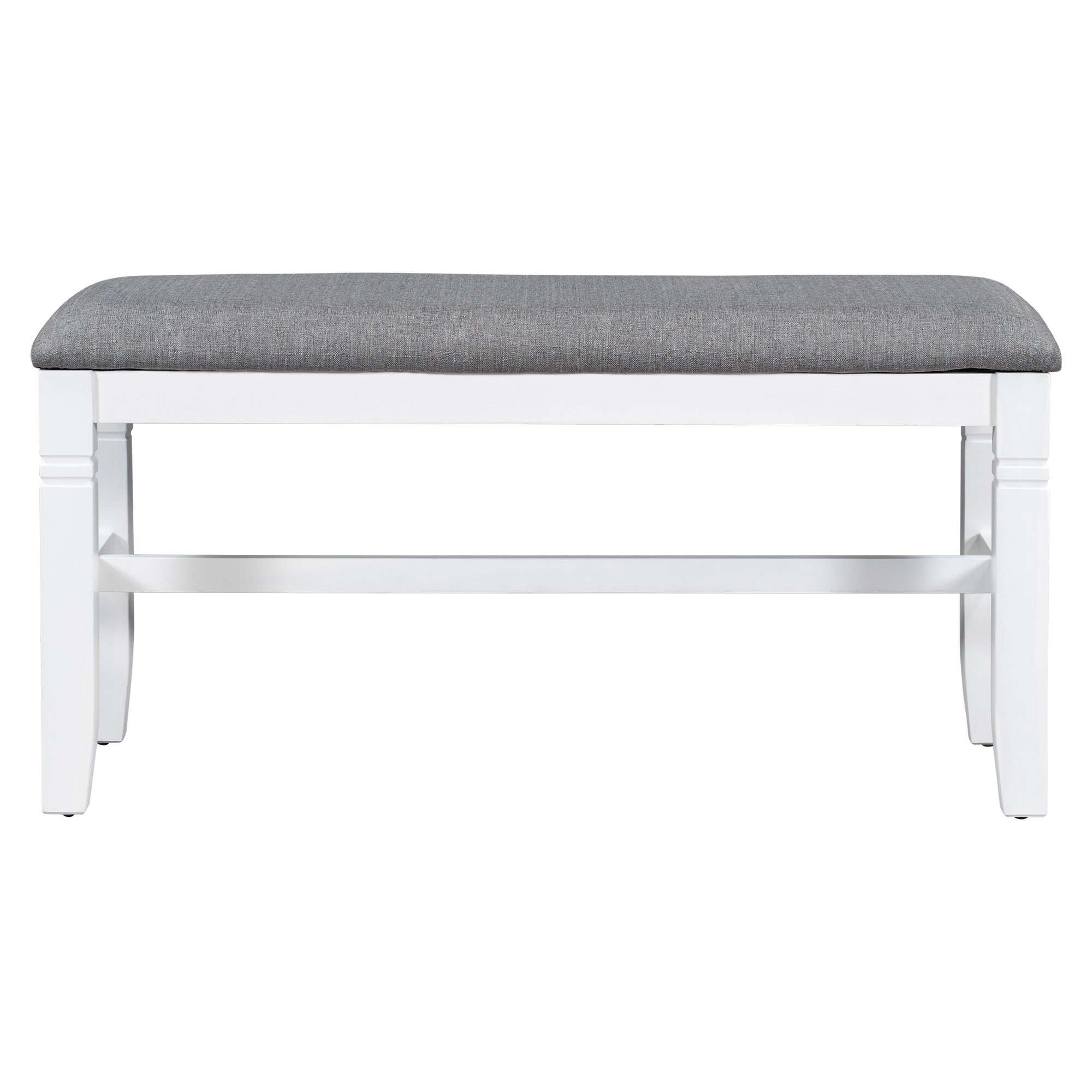 6-Piece Wood Dining Table Set Kitchen Table Set with Upholstered Bench and 4 Dining Chairs, Farmhouse Style Gray+White