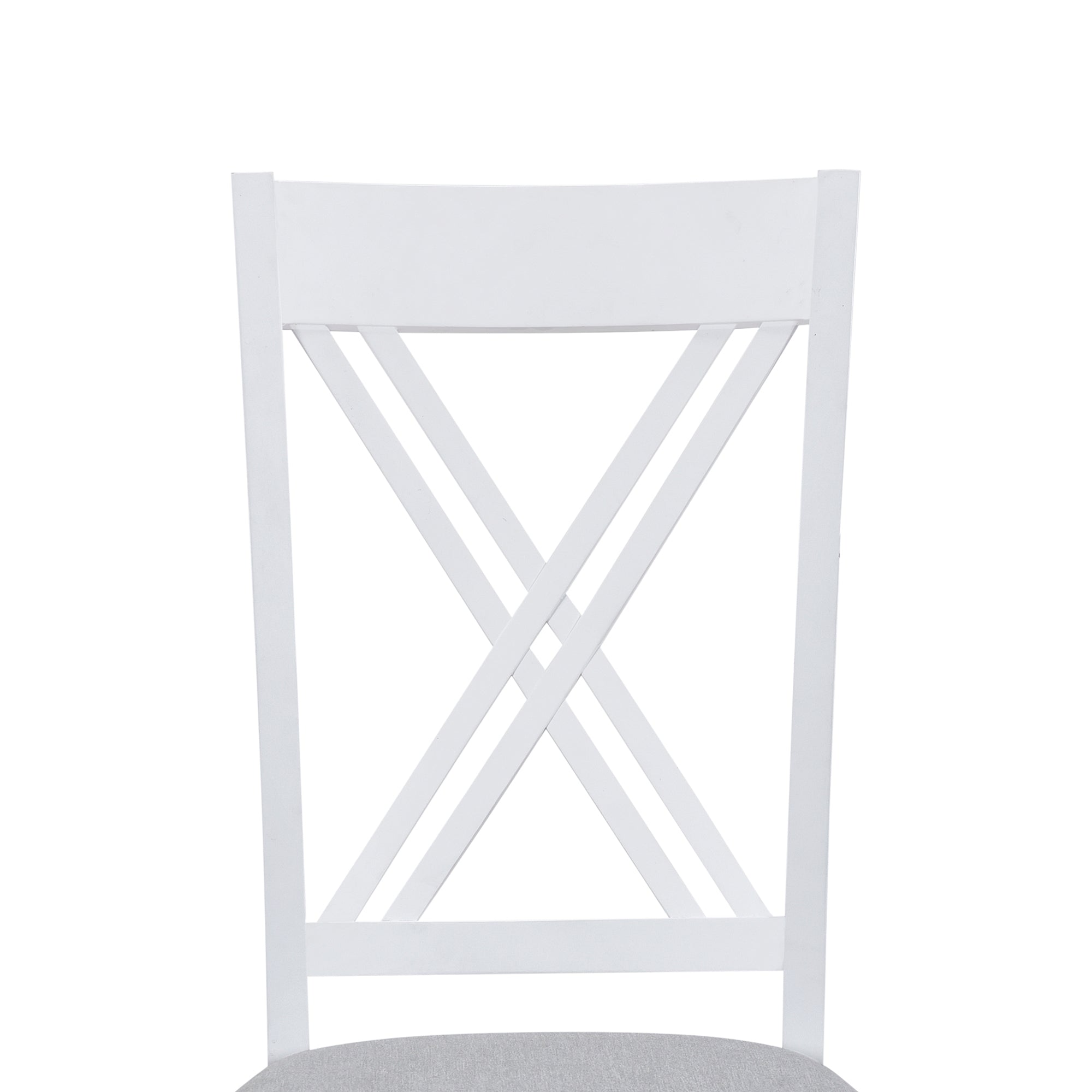 Rustic Minimalist Wood 5-Piece Dining Table Set with 4 X-Back Chairs for Small Places  White