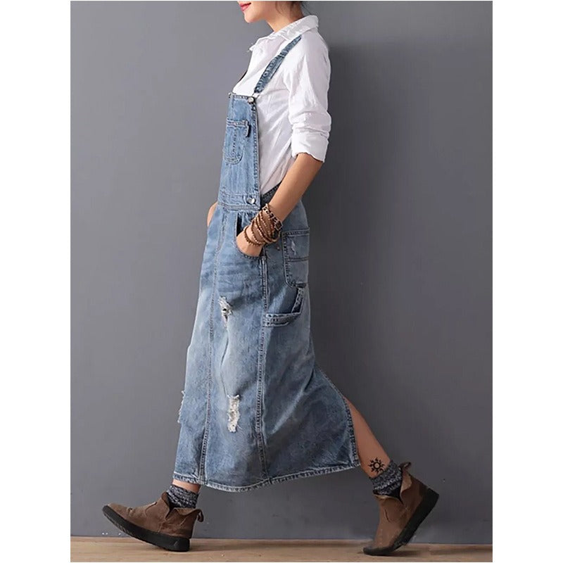 Cowgirl Overall Bib Dress with holes and straps