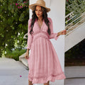 Ladies Vintage Sexy Print Chiffon Dress Women Casual Ruffles High Waist Bohemian Beach Spring Summer Women Dress