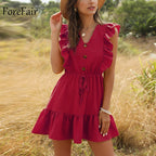 Ruffle Off The Shoulder High Waist Summer Dress