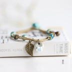 Ceramic Cute Flower Leaf Pattern Bracelets Handmade Vintage Boho Style Trendy jewelry
