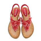 Summer New Bohemian Style Handmade Flower Round Toe Sandals Women's Fashion All-Match Trend Sandals