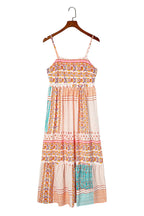 Women's Multicolor Boho Patchwork Print Square Neck Sundress