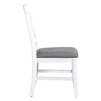 6-Piece Wood Dining Table Set Kitchen Table Set with Upholstered Bench and 4 Dining Chairs, Farmhouse Style Gray+White