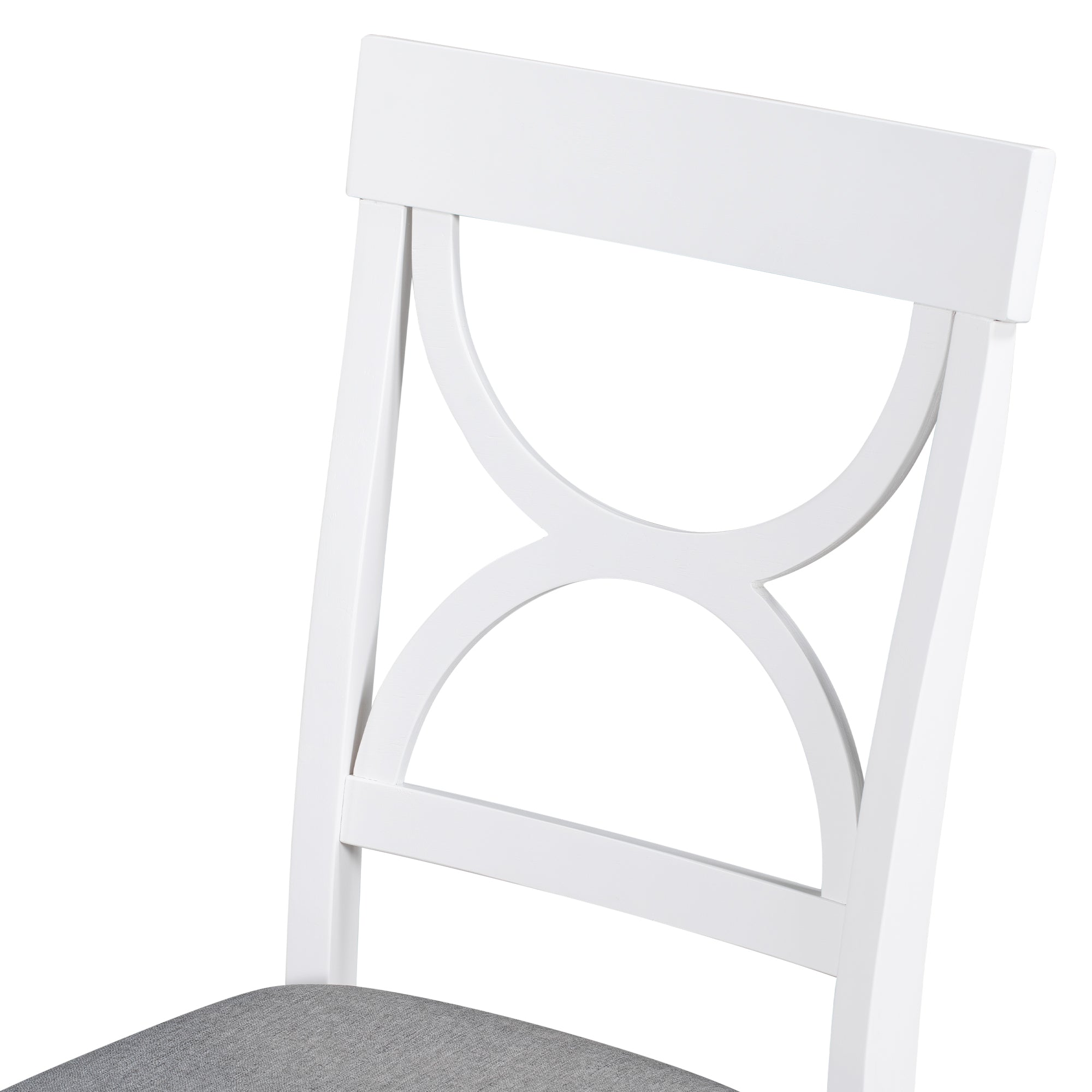 6-Piece Wood Dining Table Set Kitchen Table Set with Upholstered Bench and 4 Dining Chairs, Farmhouse Style Gray+White