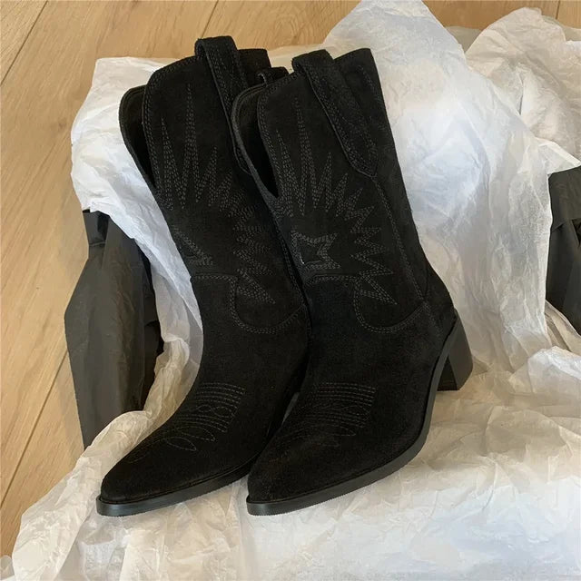 Women's Western Embroidery Flower Boots