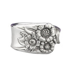 Women's English Garden Spoon Ring Three Flower Jewelry Gift Flower Ring Adjustable Opening
