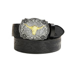 Western Cowboy Belt Versatile Bull Head Big Board Buckle Cowboy Carving Ethnic Style Punk PU Leather Belt