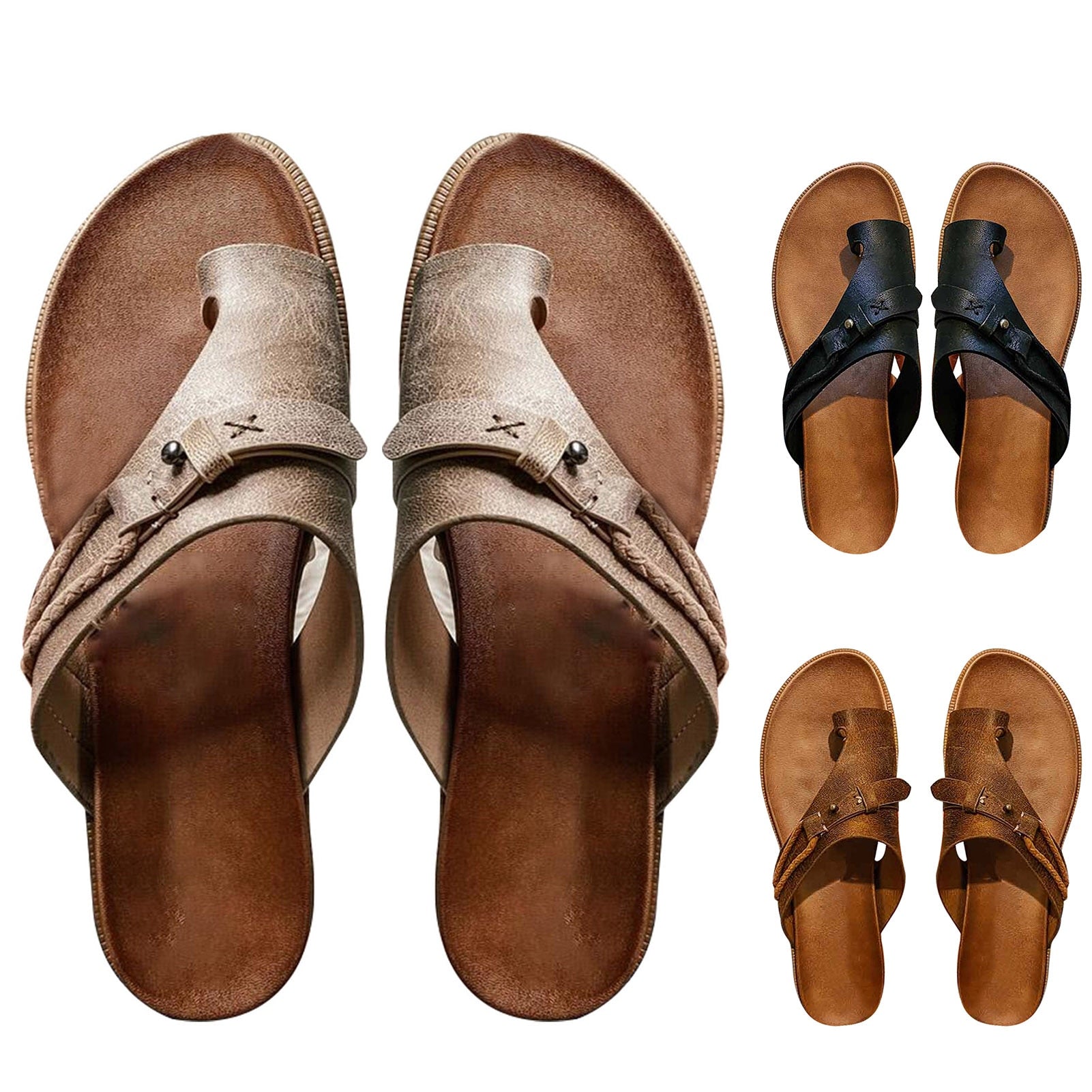 Large Slipper Sandals Summer Flat Bottom Retro Sandals