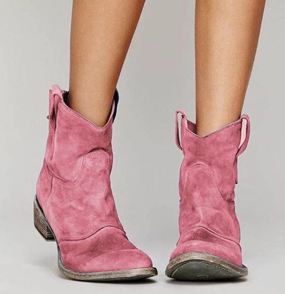 Comfortable low heeled short oversized low cut women's boots