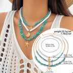 Ocean Wind Shell Turquoise Multi layer Necklace Beach Sea Star Bead Necklace Accessories Female