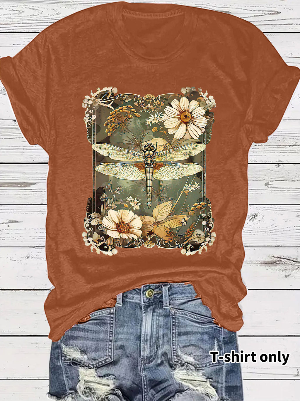 Dragonfly printed short sleeved t-shirt for women