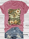 Dragonfly printed short sleeved t-shirt for women