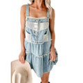Cowboy Strap Lace Pocket Adjustable Mini Dress