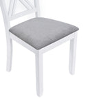Rustic Minimalist Wood 5-Piece Dining Table Set with 4 X-Back Chairs for Small Places  White