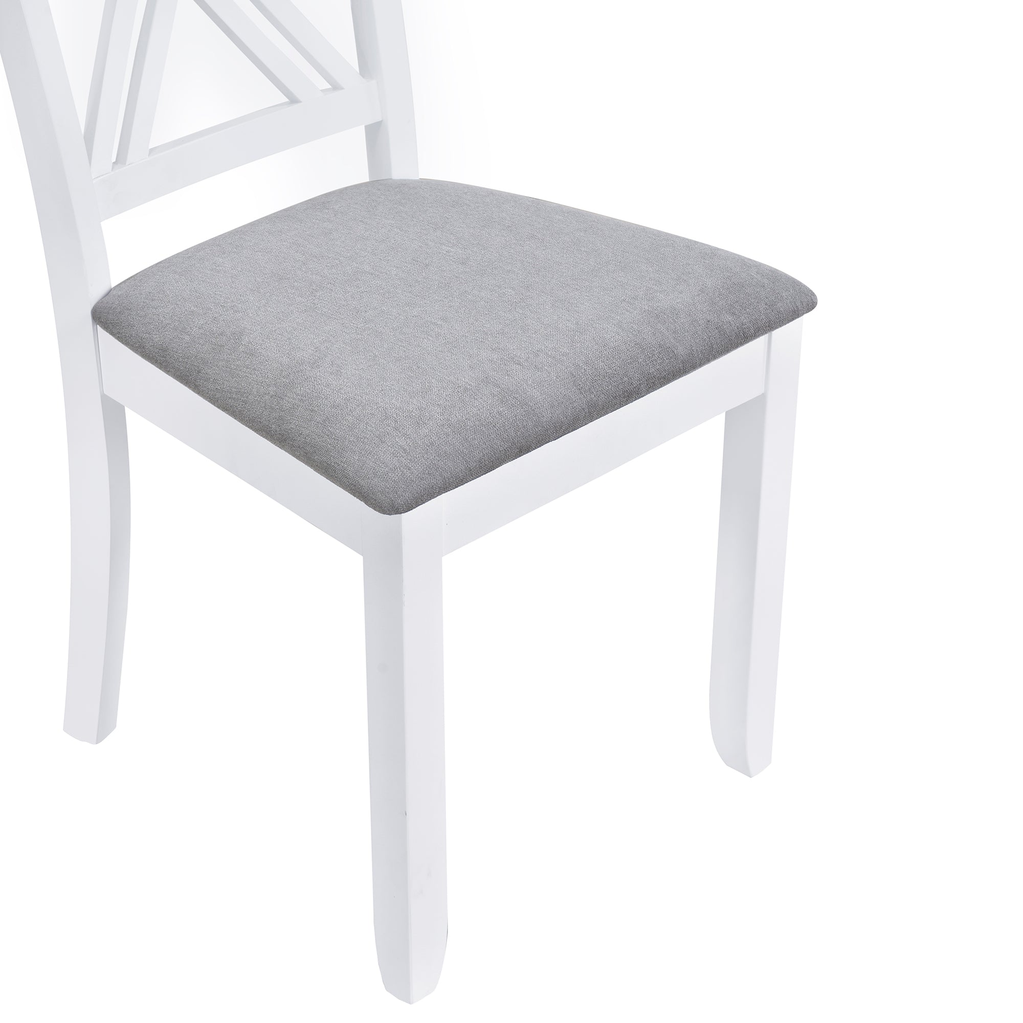 Rustic Minimalist Wood 5-Piece Dining Table Set with 4 X-Back Chairs for Small Places  White