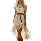Cotton Summer Women's Bohemian Vacation Lace Hollow Out Dress