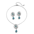 Fashionable multi-layer imitation turquoise necklace set with hexagonal star alloy geometric collarbone chain