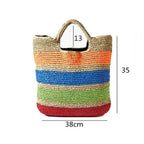 Crochet Summer Beach Bags Colorful Straw Bag Tasselled Women Travel Handmade Handbags girl tote bag