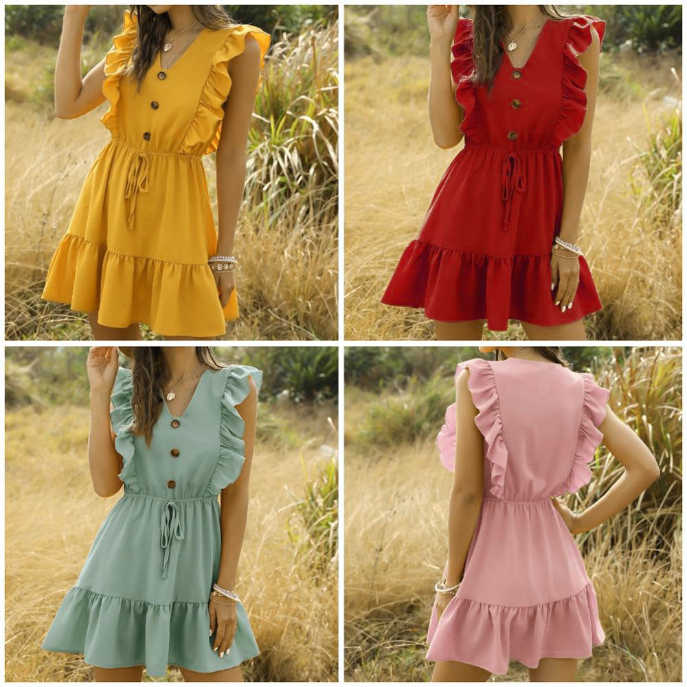 Ruffle Off The Shoulder High Waist Summer Dress