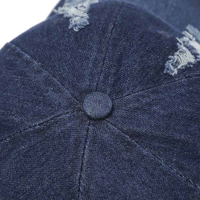 Unisex Vintage Washed Distressed Cap Baseball Denim